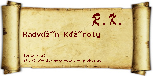Radván Károly névjegykártya