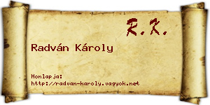 Radván Károly névjegykártya